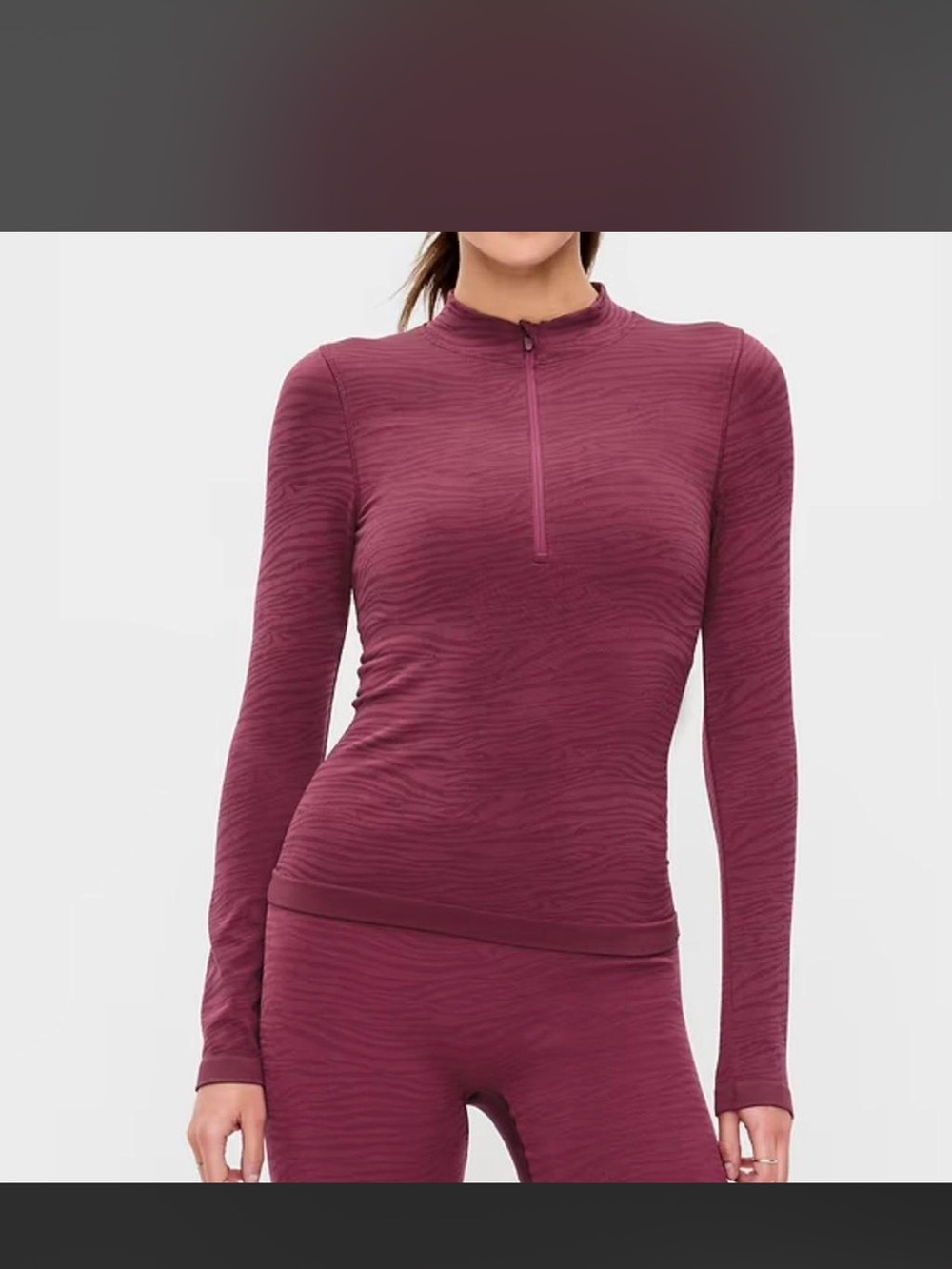 Old Navy Thimble Berry Activewear Zebra Print Half-Zip Top